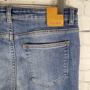 DU/ER | performance denim mid rise slim straight fit jeans